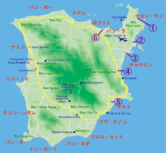サムイ島の全島地図